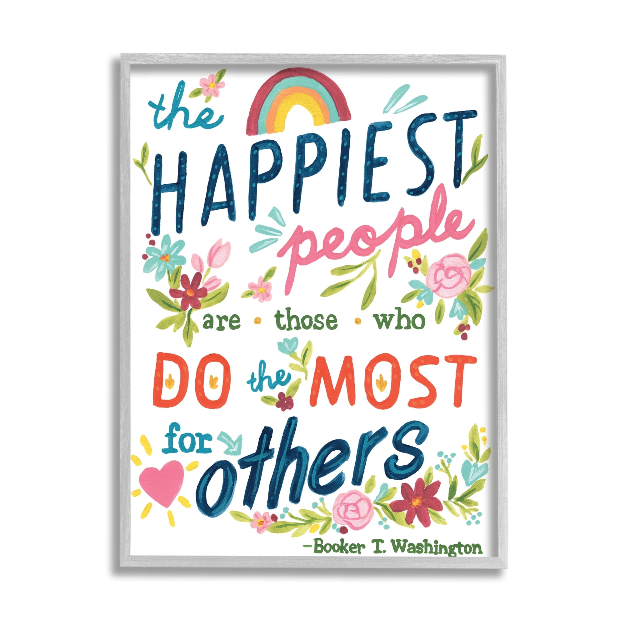 Stupell Industries Happy People Do Most for Others Phrase Whimsical Florals,11 x 14,Designed by June Erica Vess