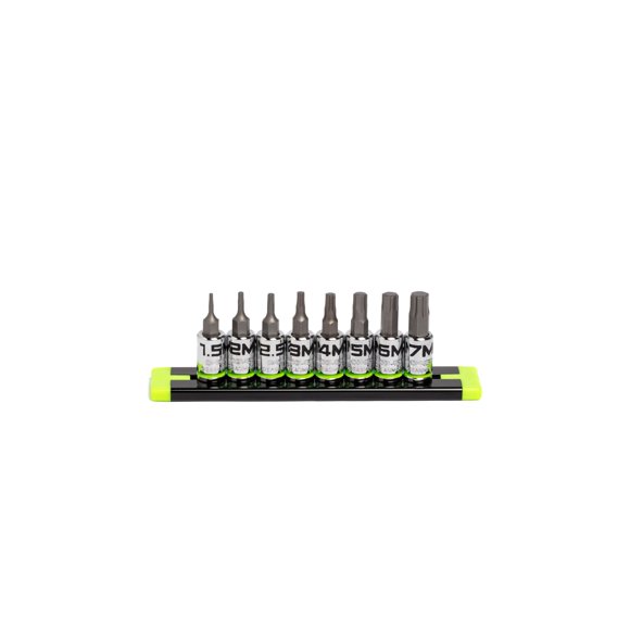 GRIPEDGE Ensemble de Douilles Hexagonales / 8 Pcs - 1/4 Pieds' Drive Short Metric RPT HEX Driver / Tailles 1.5MM - 7MM / Fabriqué en Acier S2 / Inclut Rail de Rangement en Aluminium Premium