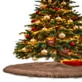 thumbnail image 6 of FabricLA Light Brown Faux Fur Tree Skirt Cut - 48 Inches with Rounded Edges (No Backing) for Holiday Décor, 6 of 8