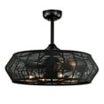 thumbnail image 3 of Warehouse of Tiffany Akasha 28 Inch Rattan Rope Fandelier 6 Light with Remote (Color Optional) Matte Black, 3 of 5