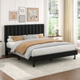 thumbnail image 3 of Velvet Upholstered Bed Frame with Adjustable Tufted Headboard, Platform Design, No Box Spring Required, Easy to Assemble, 3 of 12
