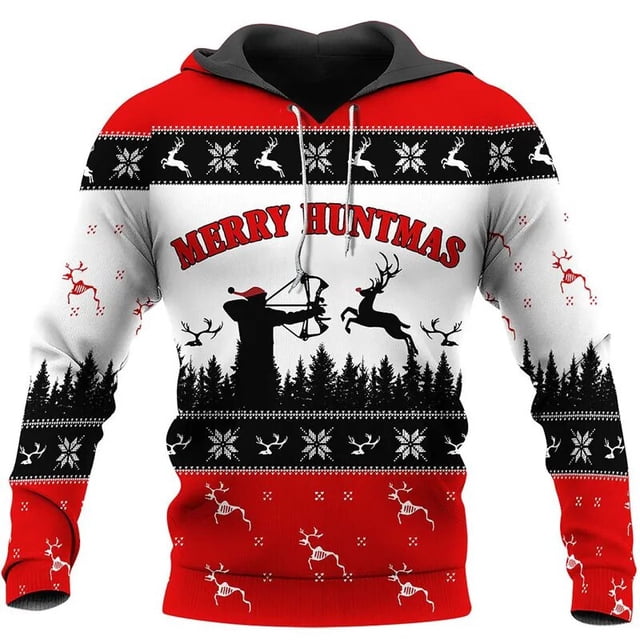Sudaderas con capucha festivas de gran tamaño de Papá Noel y ciervo para hombre, ropa con estampado 3D de árbol de Navidad, sudaderas de Stranger Things pip boy, ropa