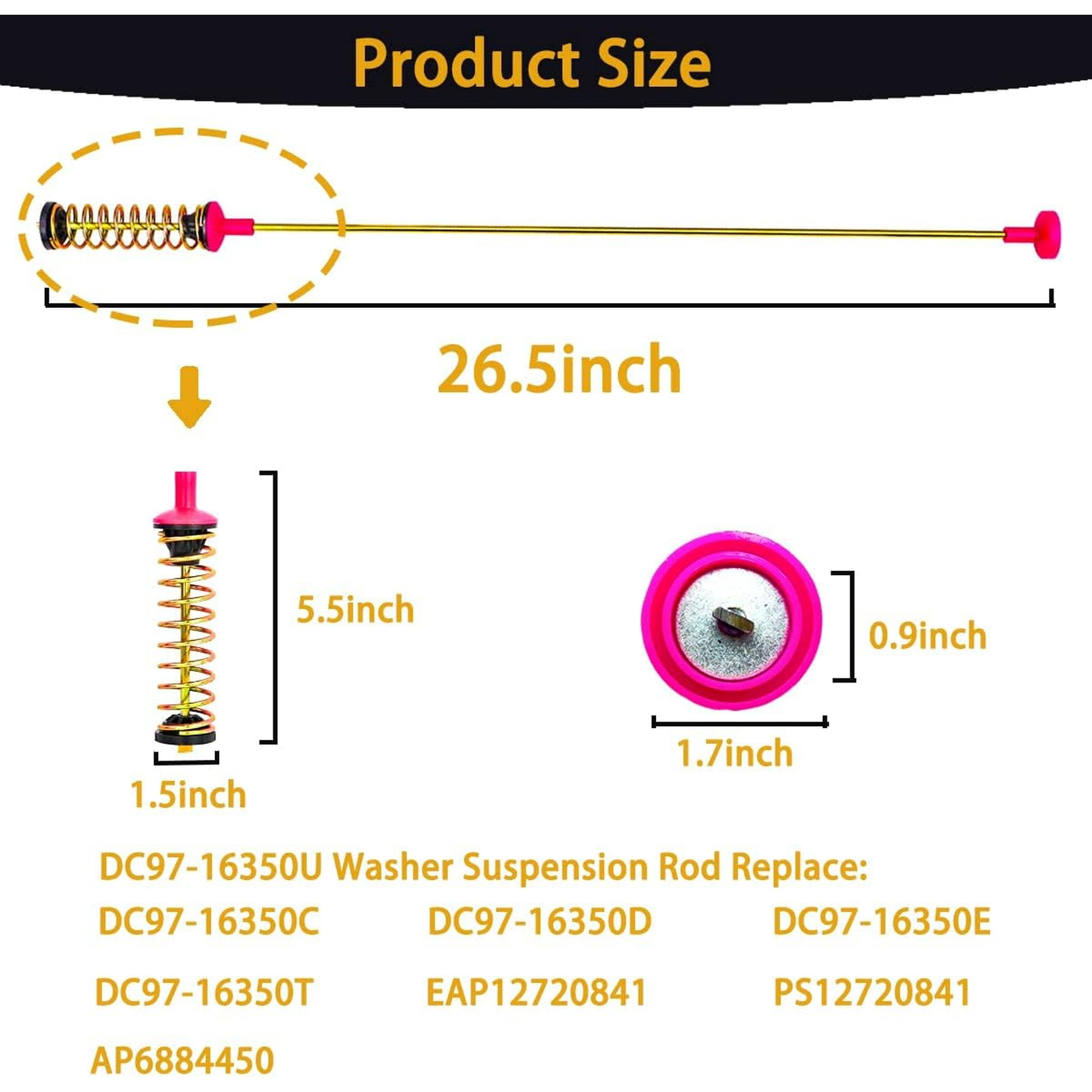 DC97-16350U Washer Suspension Rods & Spring Assembly 4-Pack - Replaces DC97-05280W - Compatible with Samsung WA50R5200AW/US WA50R5400AW/US, OEM Standard Quality,10 Year War