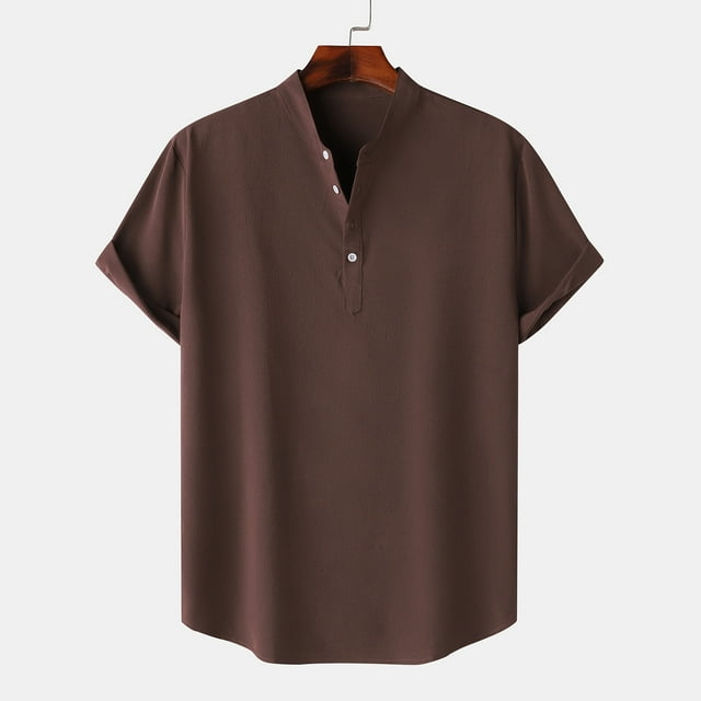 pstuiky camisetas camisas para hombre, Camisa hawaiana informal de manga corta con cuello alto y botones para hombre camisetas de hombre m