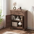 thumbnail image 3 of Ourlova Rustic Storage Cabinet 31.5 in – Adjustable 3-Tier Farmhouse Entryway Organizer with Slatted Doors, Waterproof Design for Kitchen & Dining Room, 3 of 6
