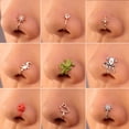 thumbnail image 1 of Koszal Fake Nose Ring Frog U Shape Cartoon Shiny Cubic Zirconia Nose Cuff for Party, 1 of 7