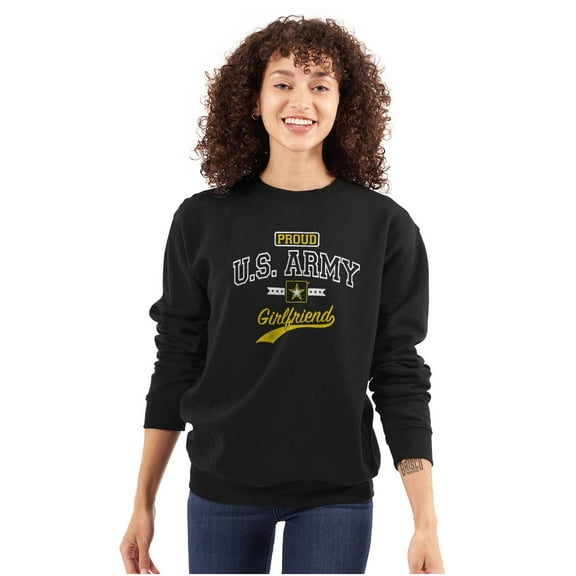 Proud US Army Girlfriend Star Logo Women Crewneck Sweatshirt Brisco Brands S