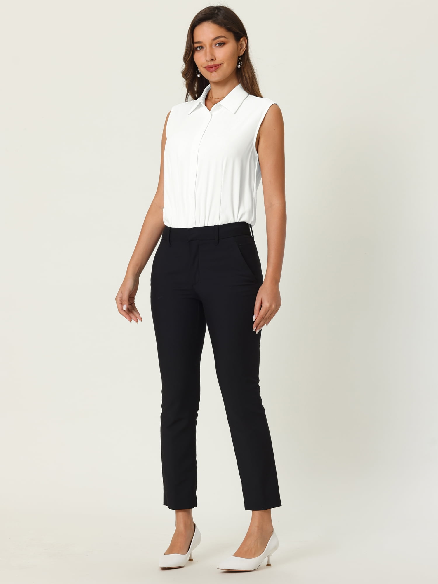 DARING DIVA Button Up Body Suit Work Collared Bodysuit M White