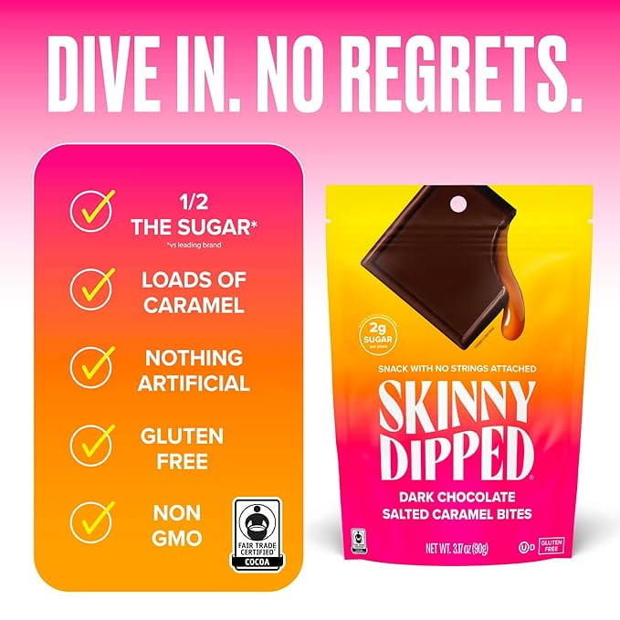 (Pack of 10) Skinnydipped Dark Chocolate Salted Caramel Bites, 3.17 oz