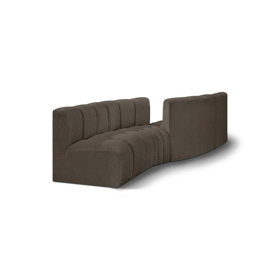 Meridian Furniture Arc Brown Boucle Fabric Modular Sectional