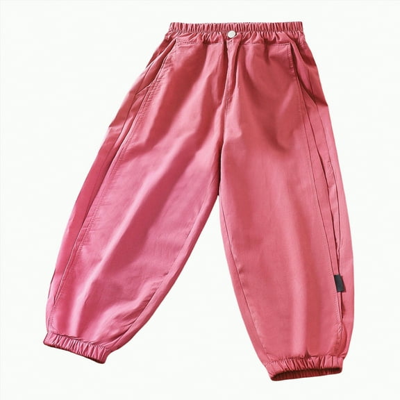 Hessimy Toddler Girls Stretch Legging Kids Soft Pants Baby Girls Candy Color Solid Color Leggings Casual Tight Pants Straight Denim Pants Adjustable waistband printing (Pink,6-7 Years)