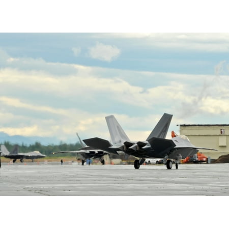 3rd Air Wing (Canvas Print ELMENDORF AIR FORCE BASE, AlaskaF-22 Raptors from the 3rd Wing taxi down the runway in preparati Stretched Canvas 10 x)