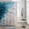 thumbnail image 4 of Watercolor Beach Waves Shower Curtains for Bathroom, Abstract Blue Ocean Washable Fabric Shower Curtain with Hooks Waterproof Bathroom Decor Sets, 36 x 72 Inches, 4 of 9