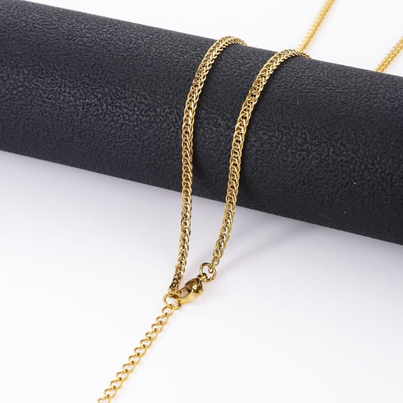 Chains for Men, 18K Gold Plated Stainless Steel Silver Tone Gold or Black Wheat Necklace Chain for Men Women