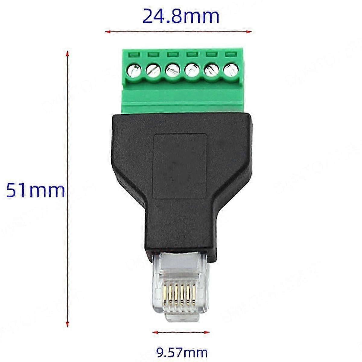 5 Pcs RJ12 Male To 6 Pins Screw Terminal Block Adapter For Cat3 Handset Cable Extension, RJ12 6P6C M