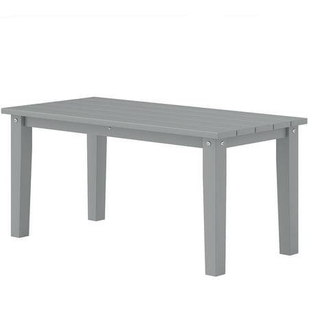 Gray Outdoor Coffee Table HDPE Patio Table with Slatted Top for Garden Deck All-Weather