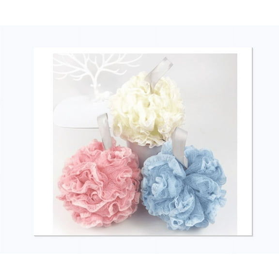 Topboutique 3 Pack Large Bath Loofahs Shower Sponges, Shower Puffs,5 inch Puff Body Scrubber Balls,Body Scrubber Brush for Women&Men, Lace