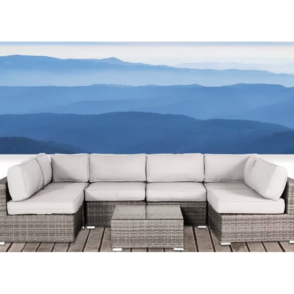 7 Outdoor Seating Group With Cushions - Patio Furniture, & 7 Pieces Cushions, Handwoven , Rustproof Aluminum