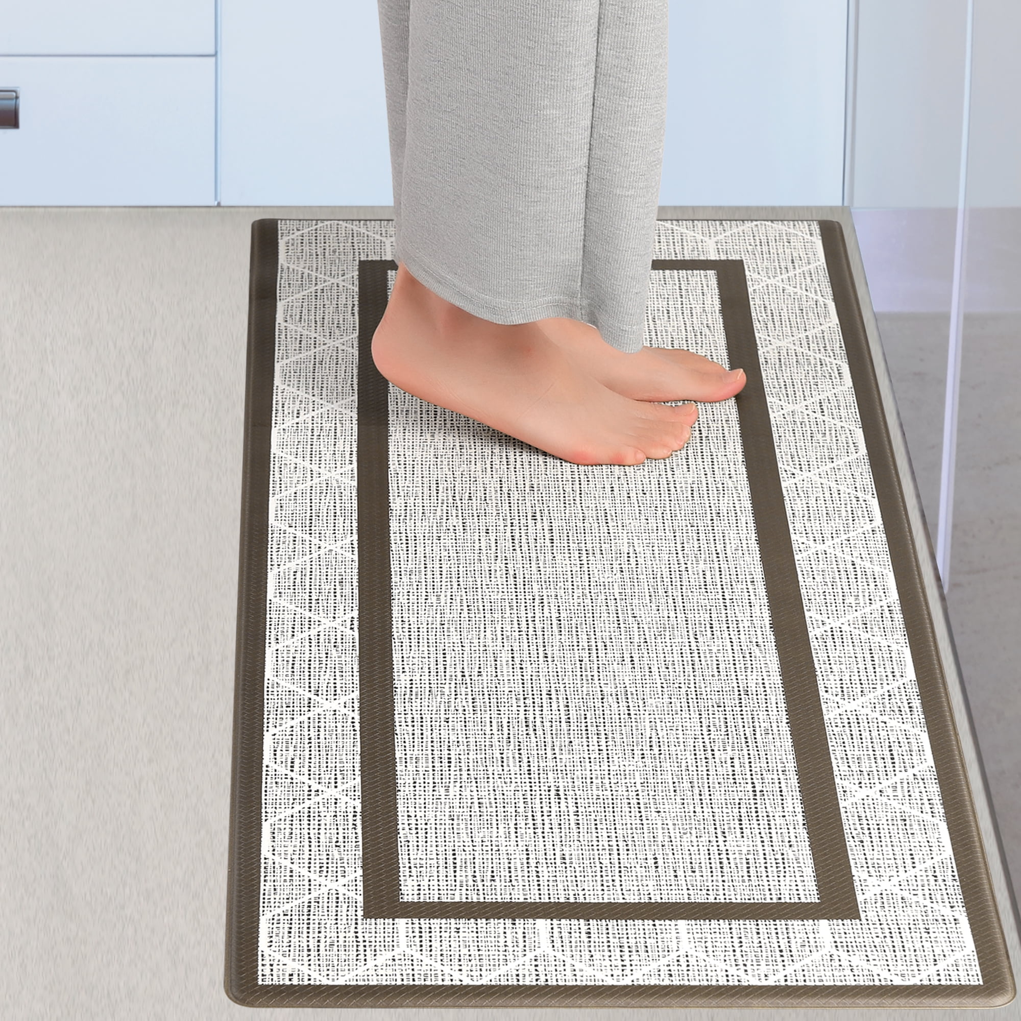 Unique Bargains Machine Washable Kitchen Rug Non-Slip Kitchen Runner Rugs Floor Mats Brown 18" x 48"