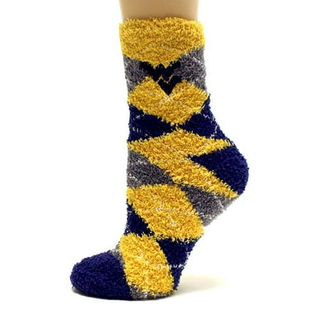 - West Virginia Mountaineers Argyle Fuzzy Sock