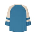 thumbnail image 6 of Qiopertar Plus Size Color Block V-Neck 3/4 Sleeve Tops for Women Loose Casual Fashion T-Shirts Relaxed Oversized Tees, Sky Blue 3XL, 6 of 6