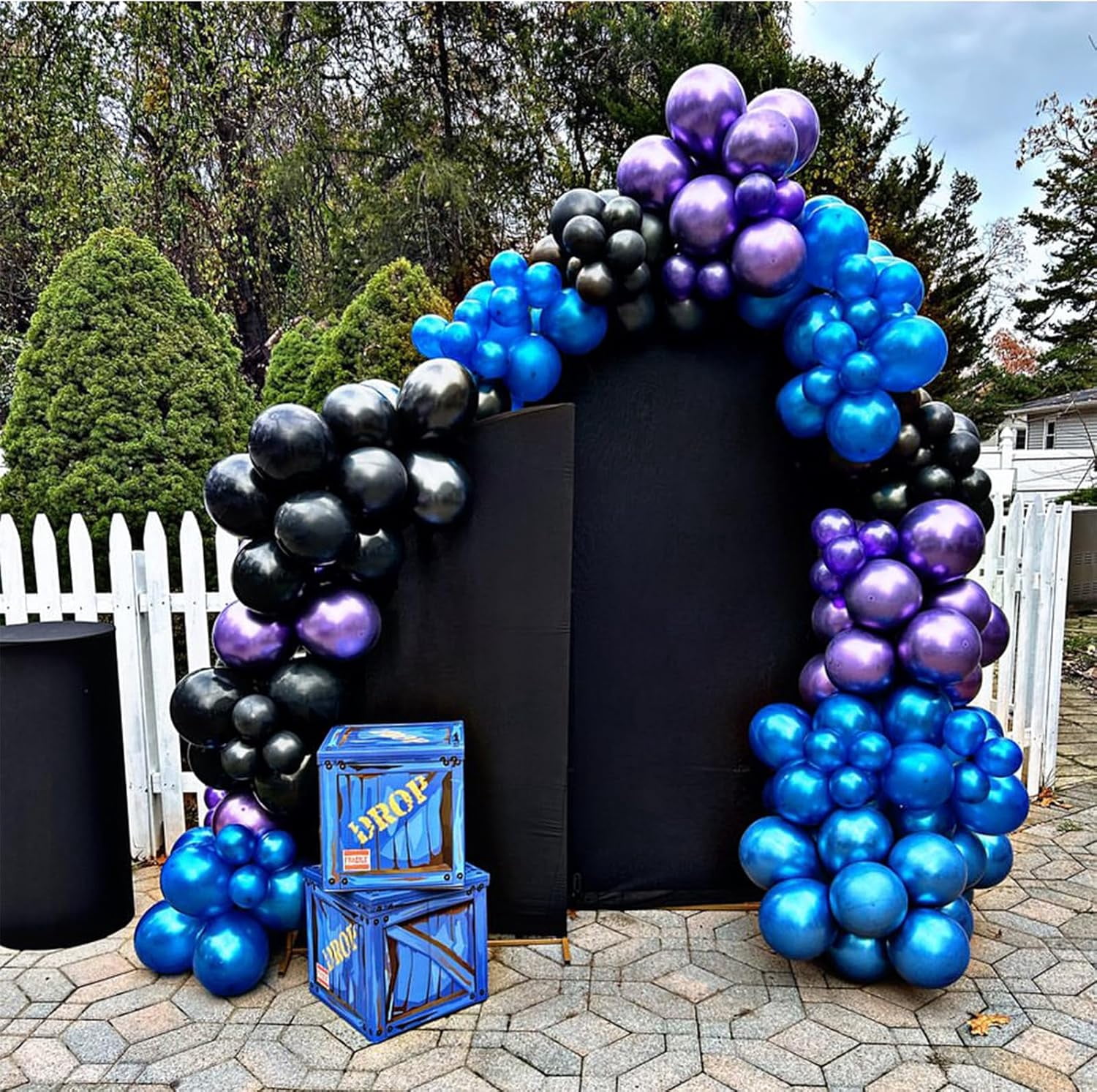 Black Purple Blue Balloon, 60 Pcs 12 Inches Metallic Blue Purple Teal Balloons Confetti Balloons for Kids Video Game Party Decoration Baby Shower Engagement Graduation Party Decorations