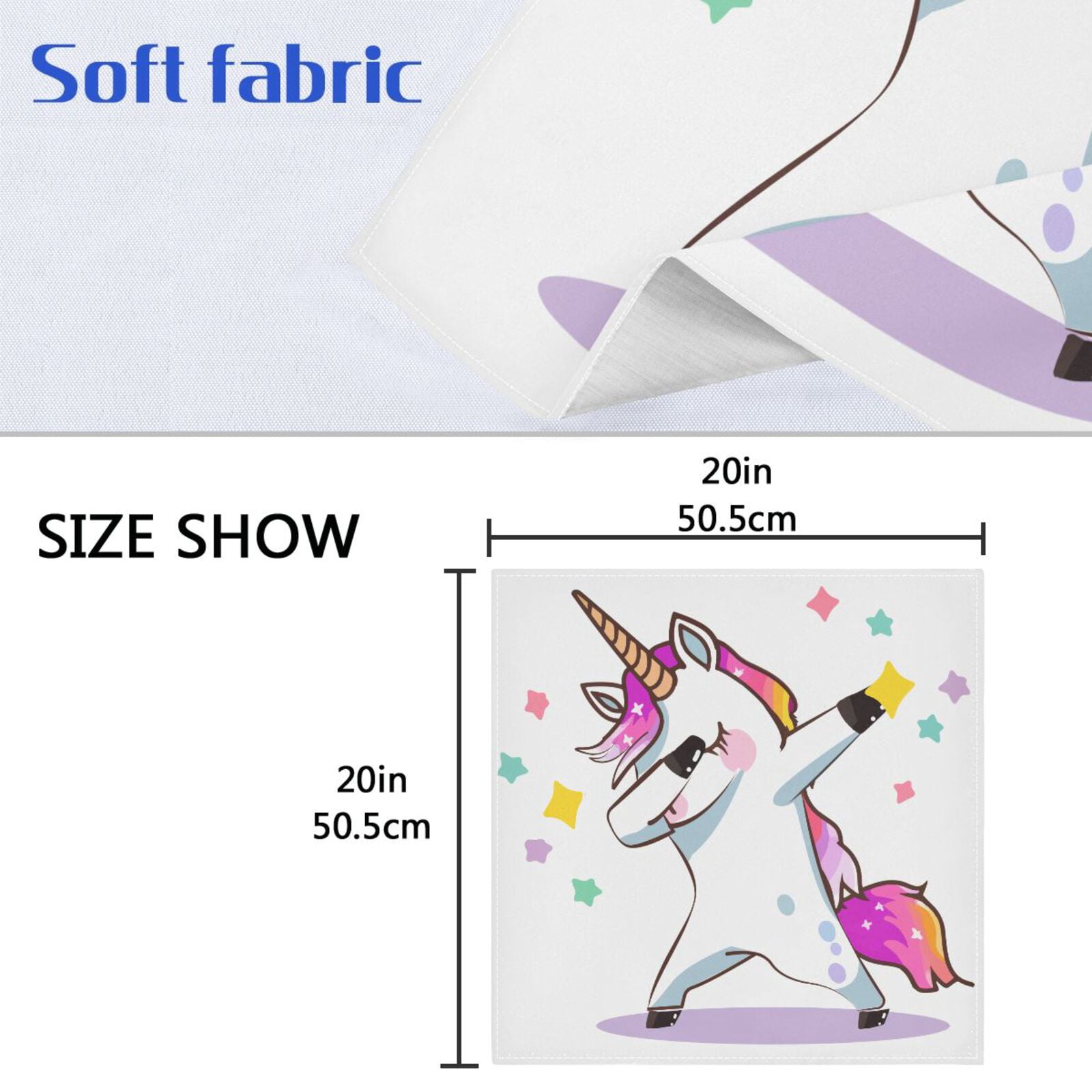 JSTEL Unicorn Dabbing Cloth Napkins Set of 6, 20x20 Inch Washable and Reusable Napkin for Decoupage Dinner Party Everyday Use