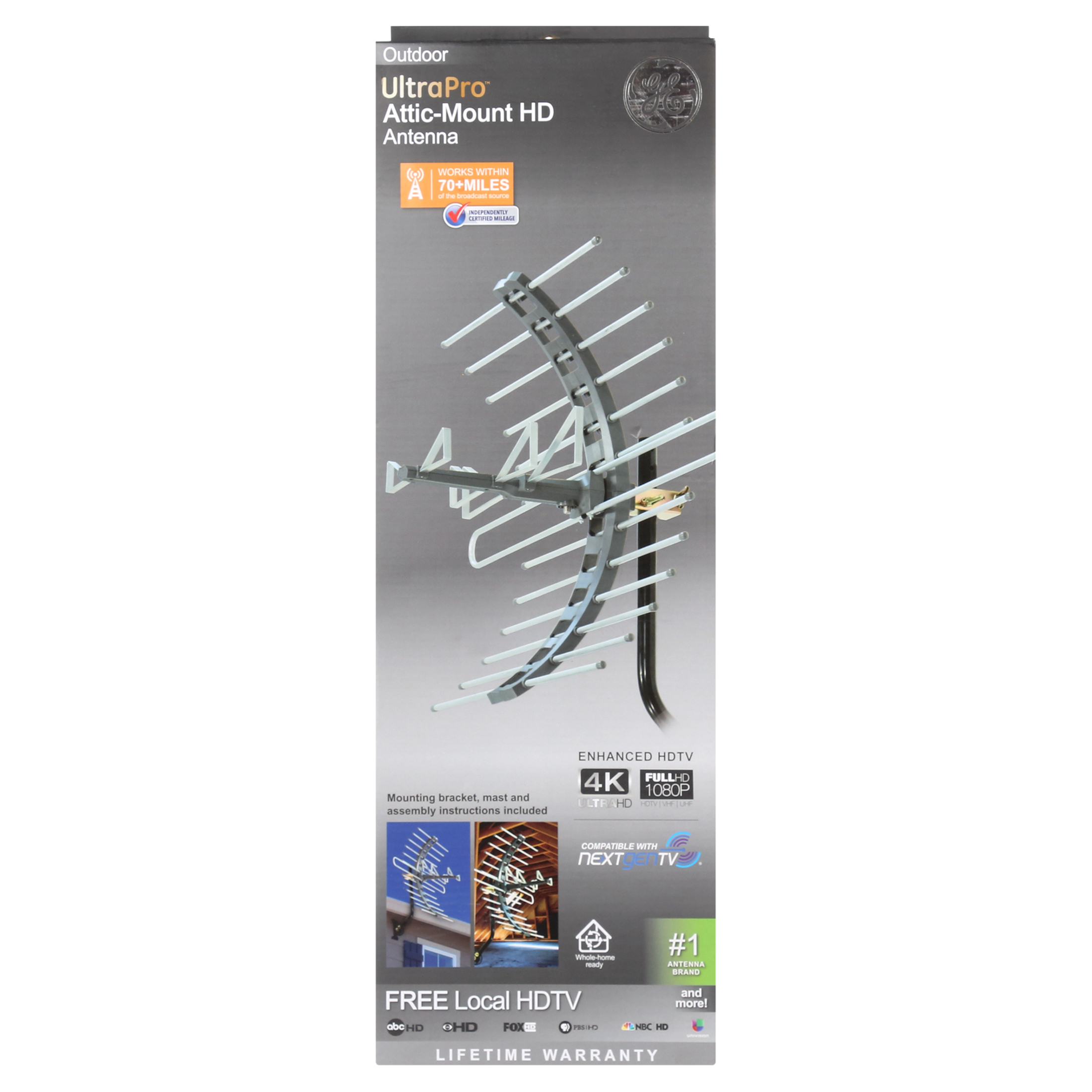 GE Outdoor HDTV Antenna, 70-Mile Range, 1080p photo 2