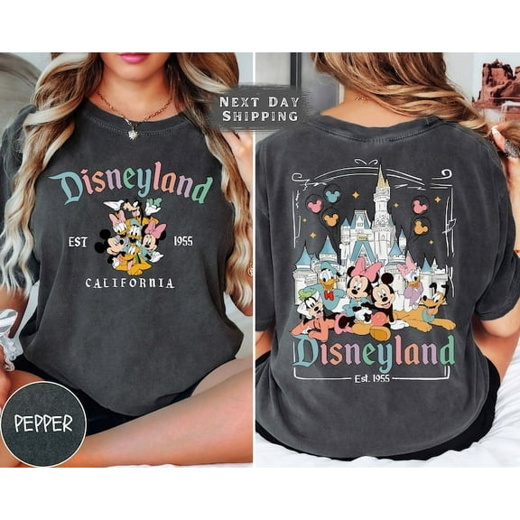 Comfort Colors Disneyland Front and Back Shirt, Disneyland Est. 1955 California Tee, Disneyland Vacation, Mickey And Friends Disney Shirt
