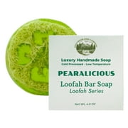 Pearalicious 4 Oz Natural Luffa Soap Bar - Exfoliating Soap with Loofah Inside - Eco-Friendly, Natural Soap with Loofah Inside - Falls River Soap Company