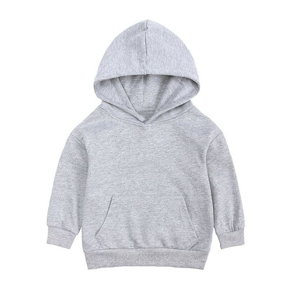 Hjtefg Unisex Toddler Hoodie, Basic Solid Long Sleeve Pullover with Pocket, Lightweight Hooded Sweatshirt for Fall, Soft Breathable Top for Boys and Girls,Color: 1-Grey Size: 3-4 Years