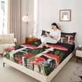 thumbnail image 4 of Homewish Green Tree Leaves Full Size Sheets 4-Piece for Female Men Women,Botanical Red Mushroom Breathable Bed Sheets,Starry Sky Lightweight Sheet Sets,Lightweight Room Decor, 4 of 7