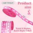 thumbnail image 2 of 1set 24 Yards 5 styles Breast Cancer Awareness Ribbon 3/8 inch(10mm) Pink Craft Grosgrain Pink Ribbon Satin Ribbon Roll for Crafts Hair Party Crafts Present Decorations Sewing Projects, 2 of 6