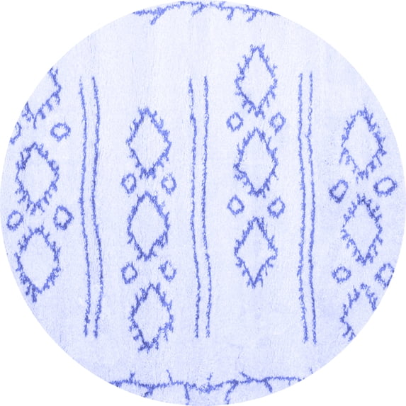 Ahgly Company Machine Washable Indoor Round Solid Blue Modern Area Rugs, 8' Round