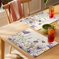 thumbnail image 4 of Spring Floral Placemats Set of 12, Purple Yellow Flower Leaves Retro Letter Texture Non-Slip Place Mats Washable Table Mats for Kitchen Dining Table Decorations Indoor/Outdoor, 4 of 9