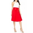 thumbnail image 4 of Women's Solid Vintage High Waist A-Line Midi Skirt with Bow Tie Belt, 4 of 6