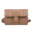 thumbnail image 3 of Bolso de hombro con correa ancha y estampado de celosía para Likrtyny mujer bandolera de cuero PU suave con solapa con broche cruzado cuadrado de viaje 2021, 3 of 8