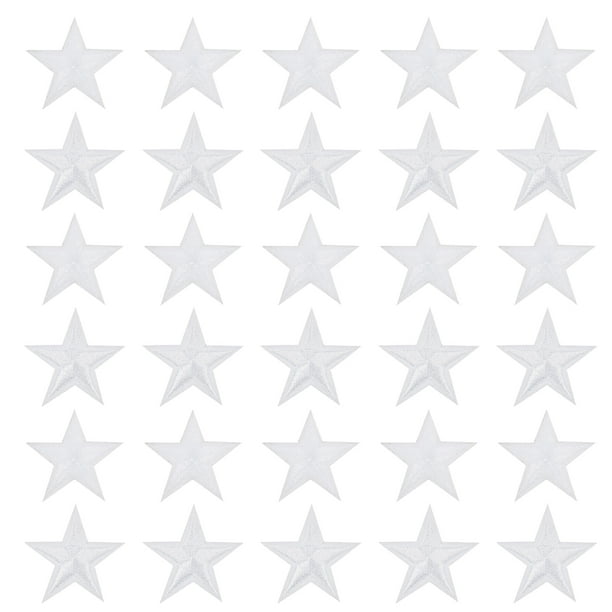 Pequeño 5Estrellas Termoadhesivos Parches Bordado Coser Parches Apliques Prenda Adornos para Ropa Reparación Mochila Zapatos Decoración Blanco Paquete de 30