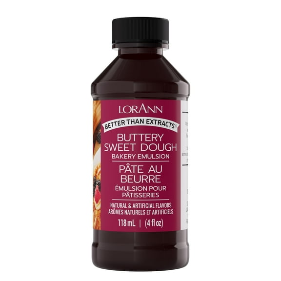 LorAnn Oils Buttery Sweet Dough Bakery Emulsion: Authentic Taste, Ideal for Amplifying Sweet Bready Notes in Baked Goods, Gluten-Free, Keto-Friendly, Essential for Your Kitchen, 4 Oz