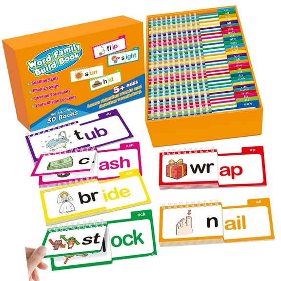 Yokua Read and Rhyme Flip Books Word Family Flip Books Sight Words Flash Cards