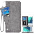 thumbnail image 1 of Compatible avec Google Pixel 1 Étui Portefeuille en Cuir à Rabat Porte-Cartes Support Accessoires pour Cellulaire Porte-Monnaie Fente pour Pièce d'Identité de Crédit Étuis de Téléphone pour Pixel1 Femmes Hommes Gris, 1 of 5