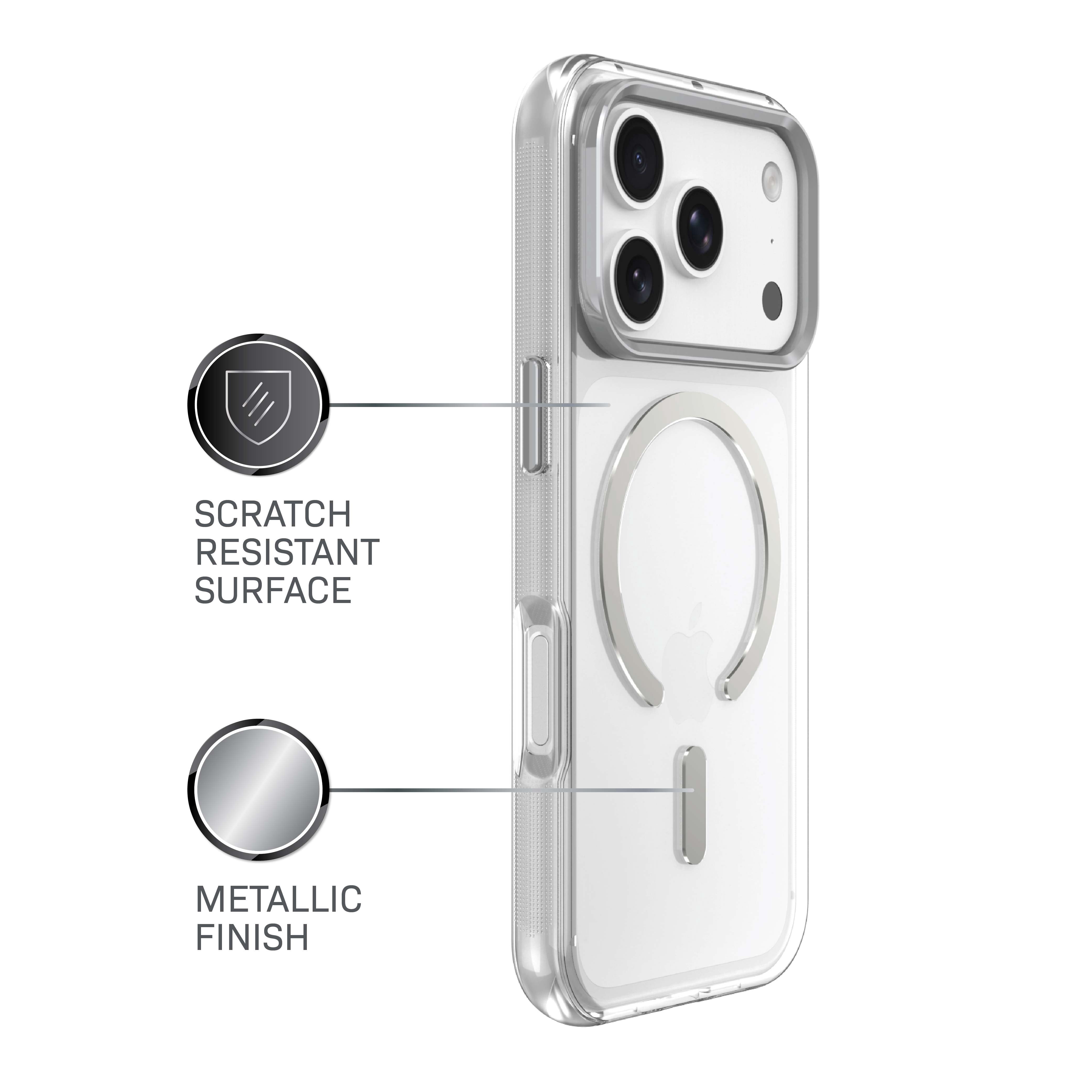 Body Glove Reflector Phone Case for iPhone 18 Pro Max / 17 Pro Max, MagSafe Compatible - Clear/Silver