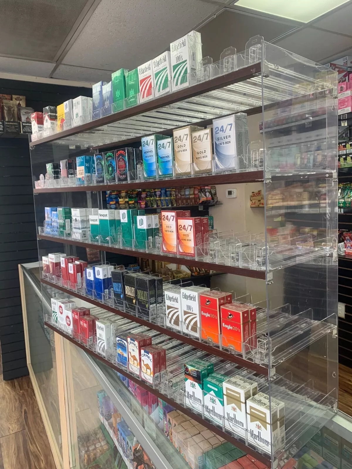 NEW 990  Cigarette Box Display Case Push Tray Commercial Retail Tobacco Auto Feed Showcase