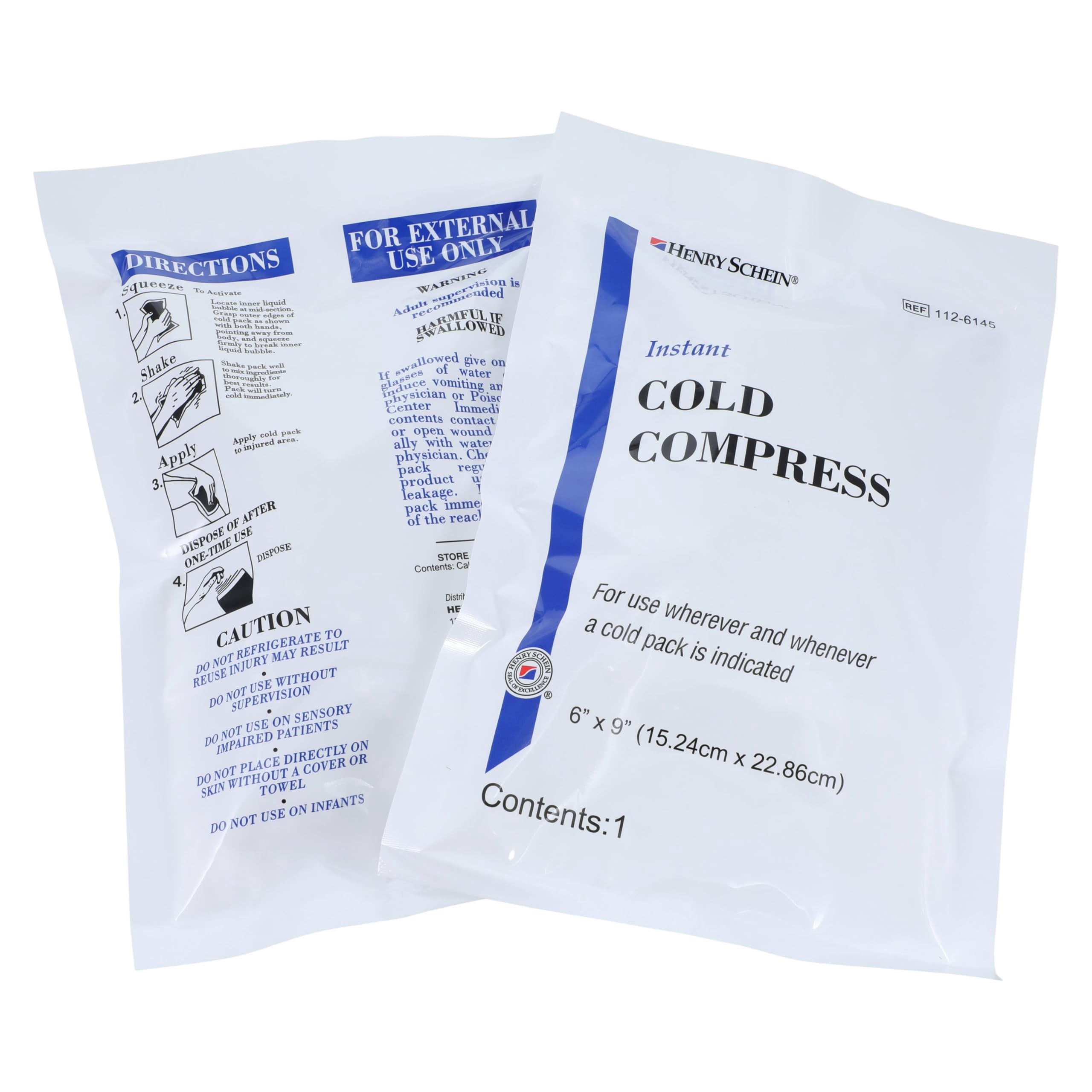 Henry Schein 6” x 9” Disposable Cold Compress, Instant Cold Packs for Injuries, 24 Count