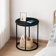 thumbnail image 2 of Round End Table - Modern Side Table for Living Room or Bedroom - Black, 2 of 9