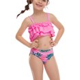 thumbnail image 6 of Fesfesfes Girls Summer Swimsuits Casual Cute Floral Print Double Ruffle Sling Swimwear Beach Swimsuits Split Two-Piece Bikini Sets, 6 of 7