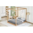 thumbnail image 4 of Queen Size Canopy Platform Bed with Support Legs, Four Corner Bed Mosquito Net Frame Bracket Fit for Wood Bed, Easy to Assemble, Natural, 4 of 9