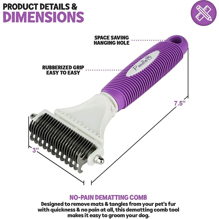 Poodle Pet Fine Tooth Deshedding Steel Comb Cat Dog Dematting Undercoat Rake Hair Tool White Purple Walmart
