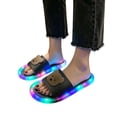 thumbnail image 6 of FINALGANG Womens Open Toe Single Band Slide Slippers With 3D Cartoon Decor Light-Up Sole For Indoor Outdoor Summer Daily Wear Black, 6 of 7