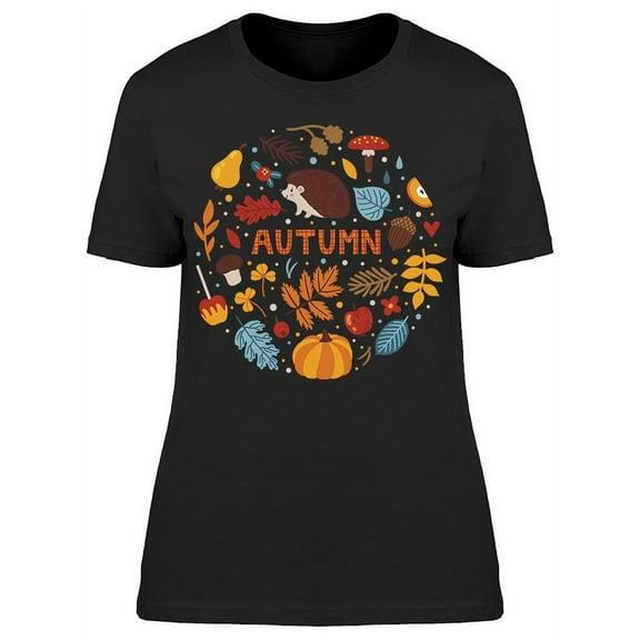 Autumn Hedgehog Doodles T-Shirt Women -Image by Shutterstock, Female x-Large